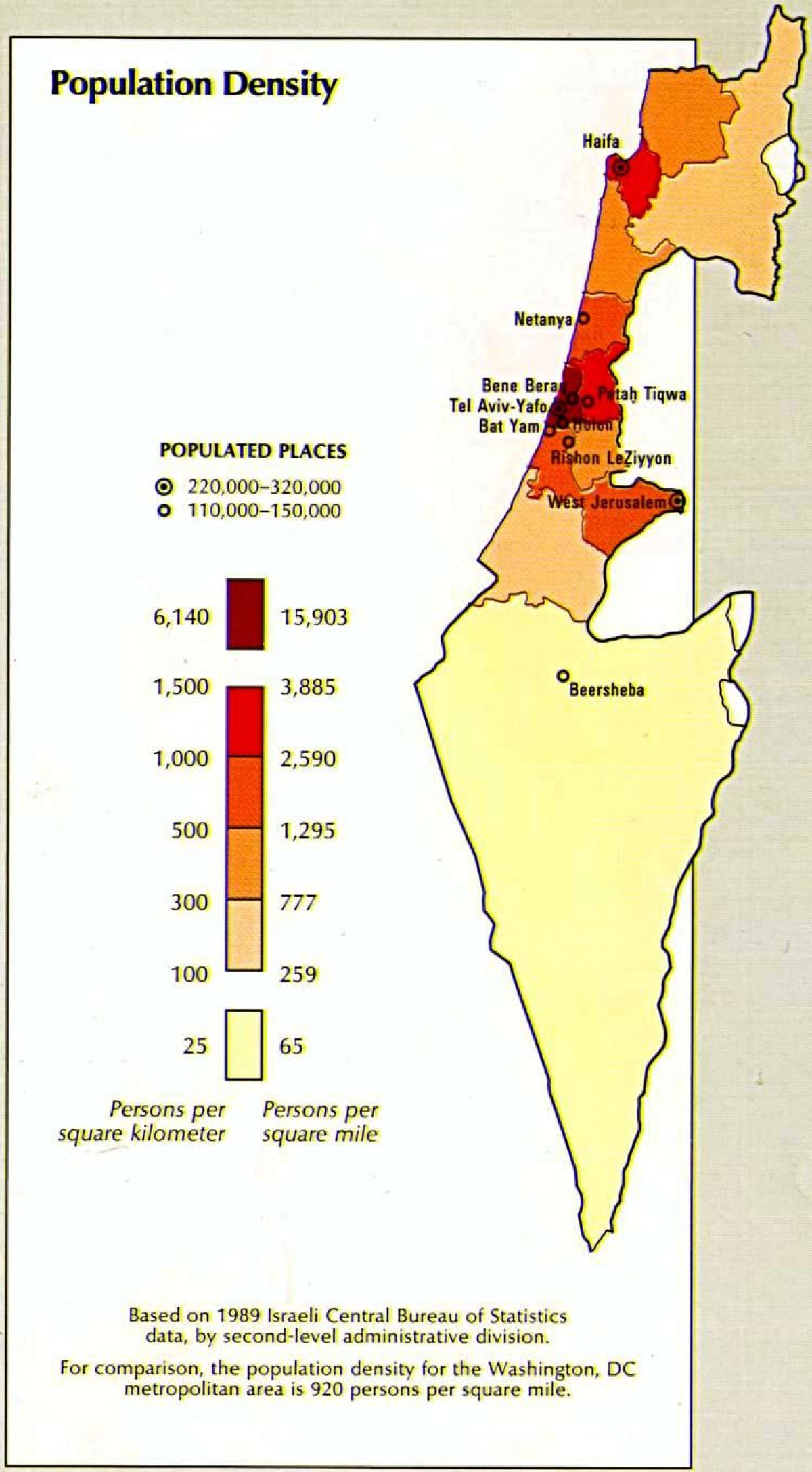 แผนที่ของอิสราเอลประชากร
